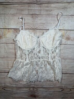 Delicate Dainty Whimsigoth Fairy Sheer Lace Fringe Bustier Camisole